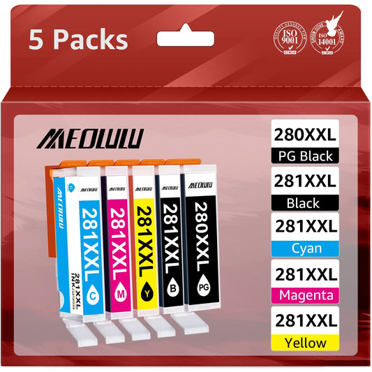 280XXL Ink Cartridge Replacement for Canon PGI-280XXL CLI-281XXL PGI 280 XXL CLI 281 XXL to Compatible with TR8520 TS8322 TS9120 TS6220 TS9520 TS8220 TS9521C TS6120 TS8120 (5-Pack)