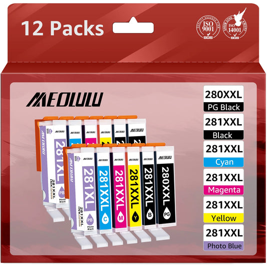 280XXL 281XXL for Canon PGI-280XXL CLI-281XXL Compatible with PIXMA Printer TR8520 TS9120 TS6200 TS6220 TS8120 TS8220 TR7520 TS6120 (12 Pack)