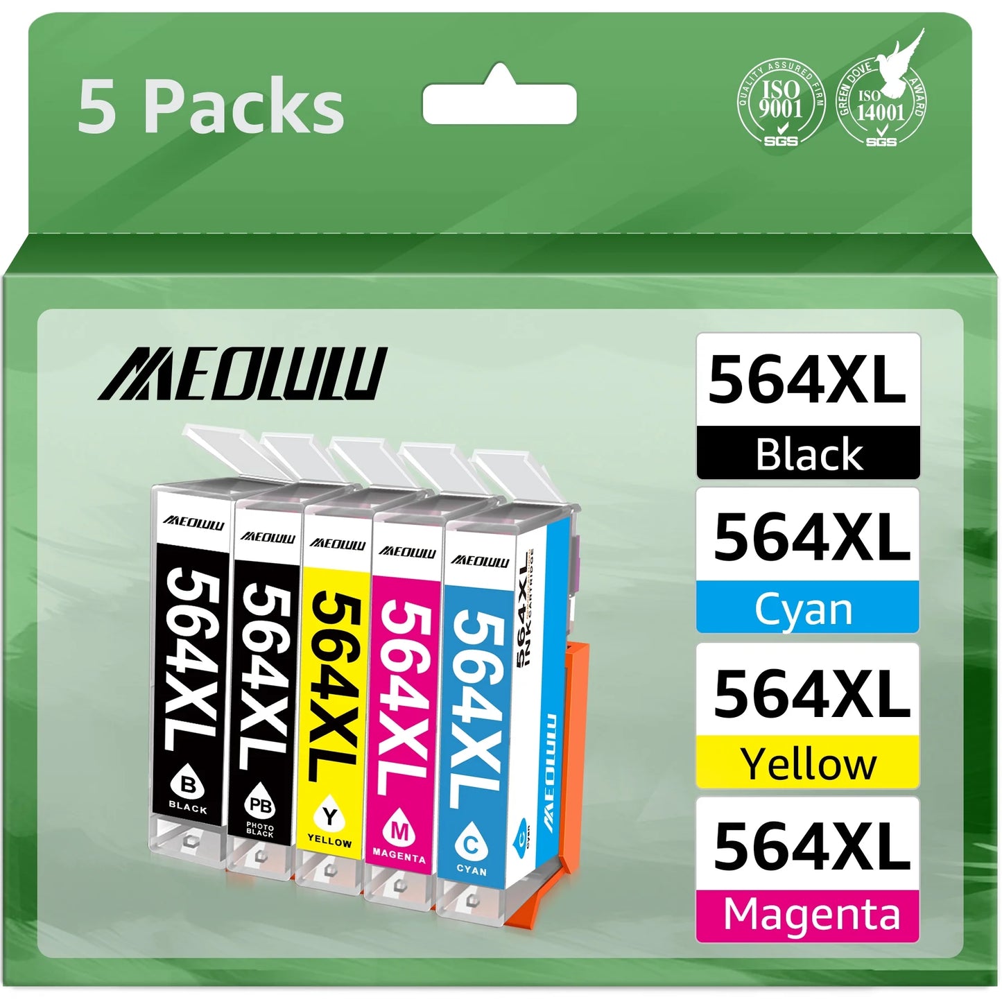 564XL 564 Ink Cartridge Replacement for HP Printer Ink 564XL for Photosmart 7520 6520 5520 5510 Deskjet 3520 Officejet 4620 (Photo-Black Black Cyan Magenta Yellow,5 Pack)