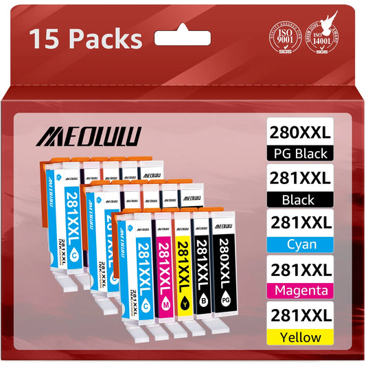 280XXL Ink Cartridge Replacement for Canon PGI-280XXL CLI-281XXL PGI 280 XXL CLI 281 XXL to Compatible with TR8520 TS8322 TS9120 TS6220 TS9520 TS8220 TS9521C TS6120 TS8120 (15-Pack)